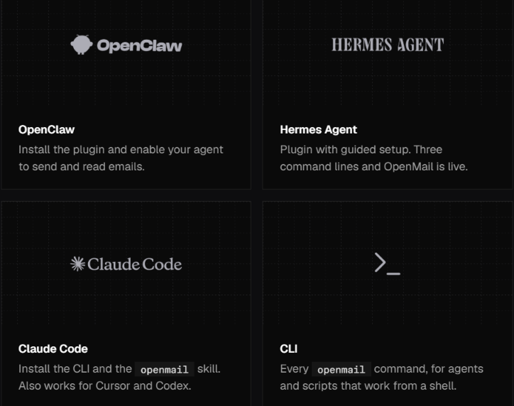 Pick your agent to connect with OpenMail