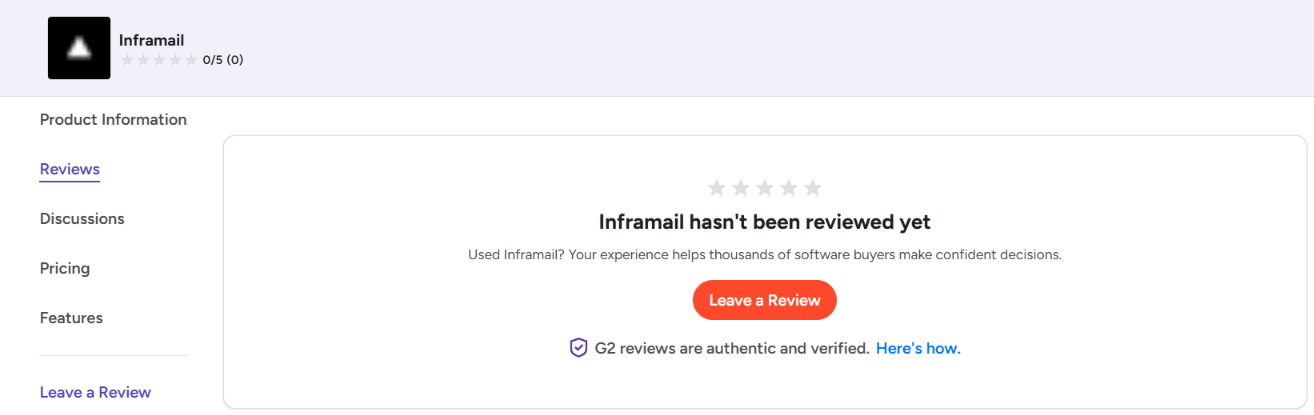 No G2 reviews available for InfraMail