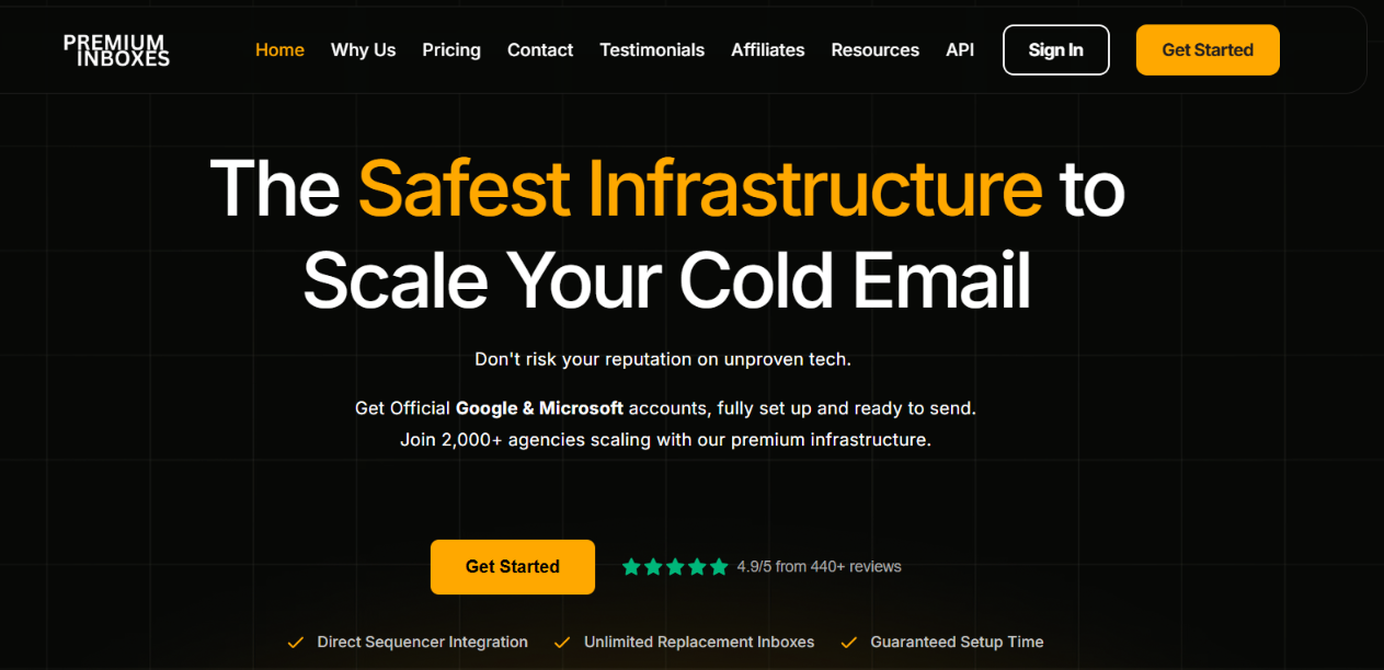 Premium Inboxes homepage
