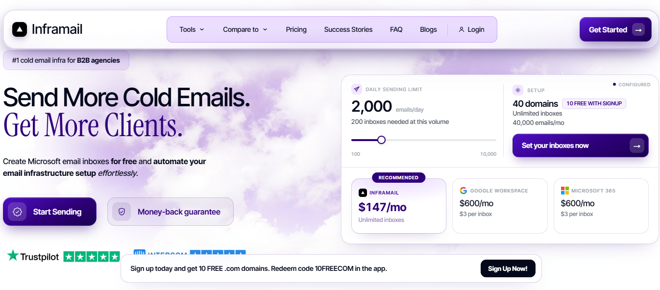 Inframail homepage