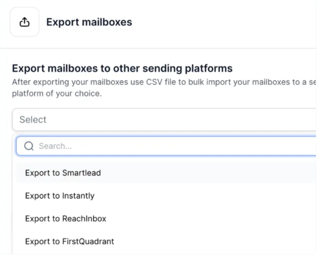 Export mailboxes to other sending platforms