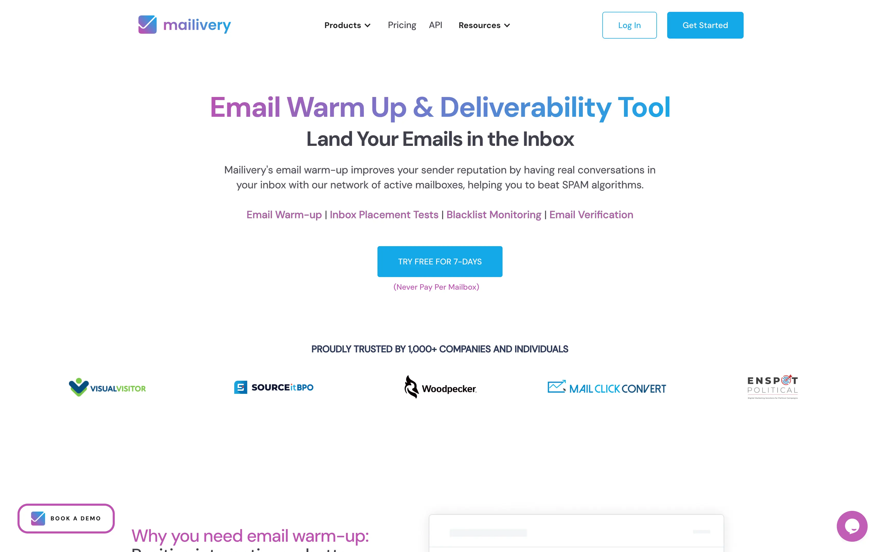 Mailivery email warm-up and deliverability homepage listing placement tests and blacklist monitoring