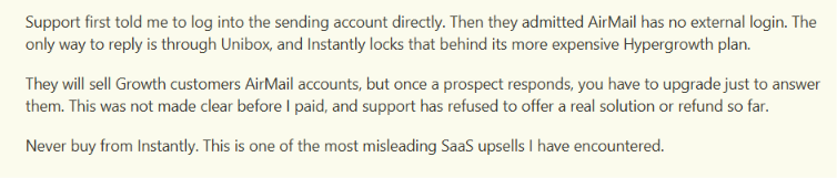 Reddit post about using Unibox on the Growth plan