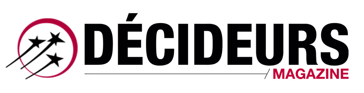 A black and red logo with the word deci on it.