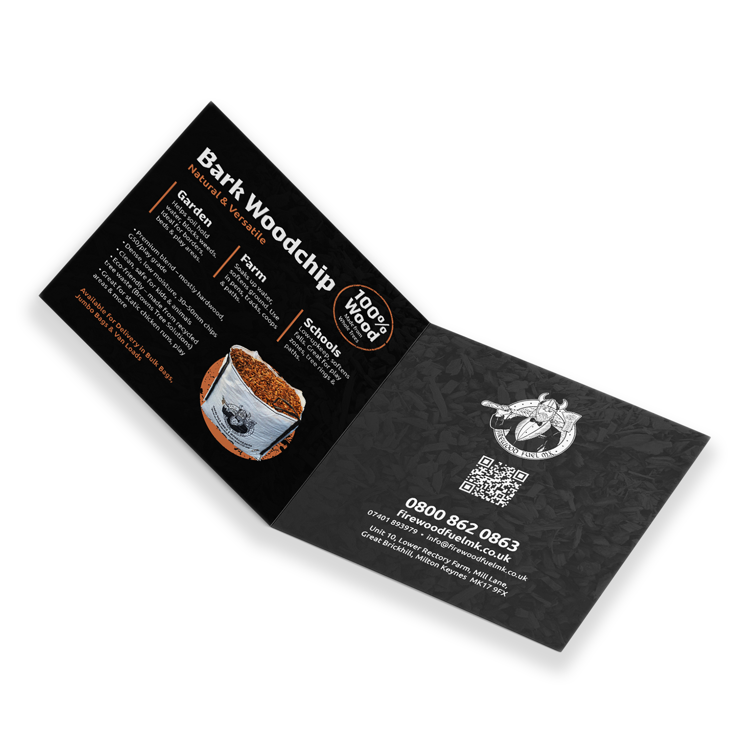 210mm square bifold leaflet, custom printed by Printshop MK, Milton Keynes