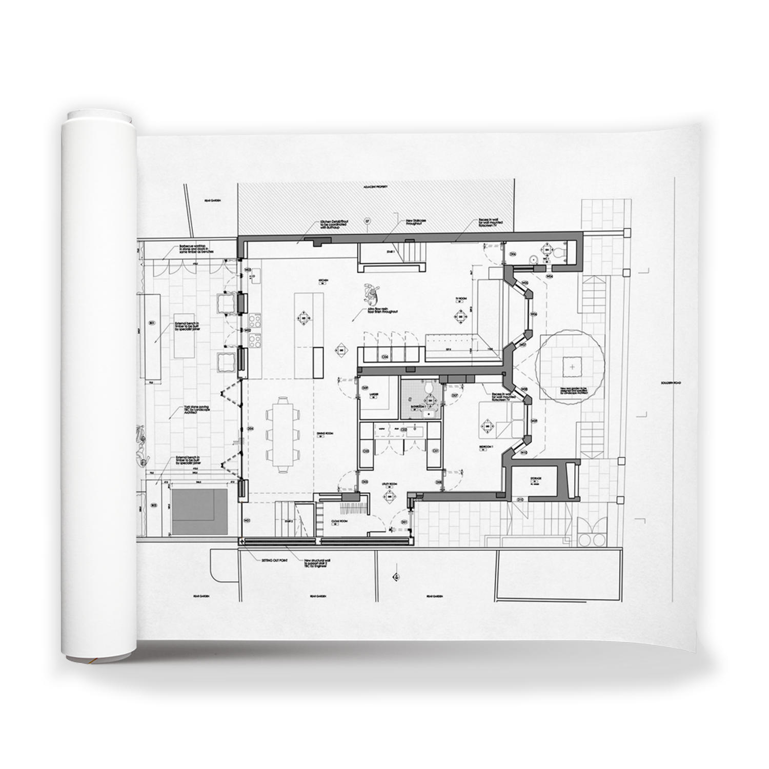 Large format plan printing service, provided by Printshop MK, Milton Keynes