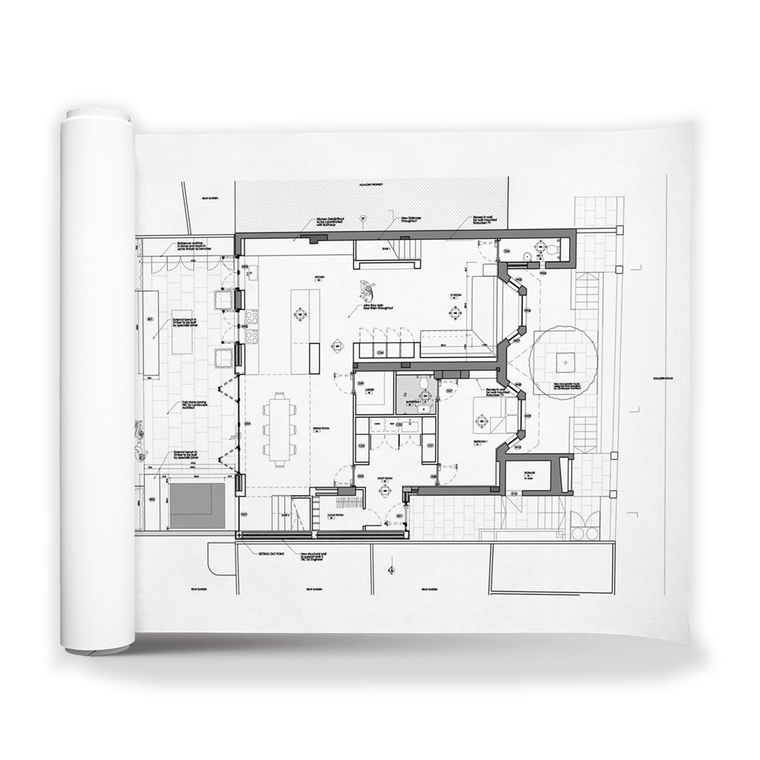 Large format plan printing service, provided by Printshop MK, Milton Keynes