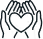 Two hands forming a heart shape with a crown above the heart.