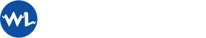White stylized WL logo on a blue background.