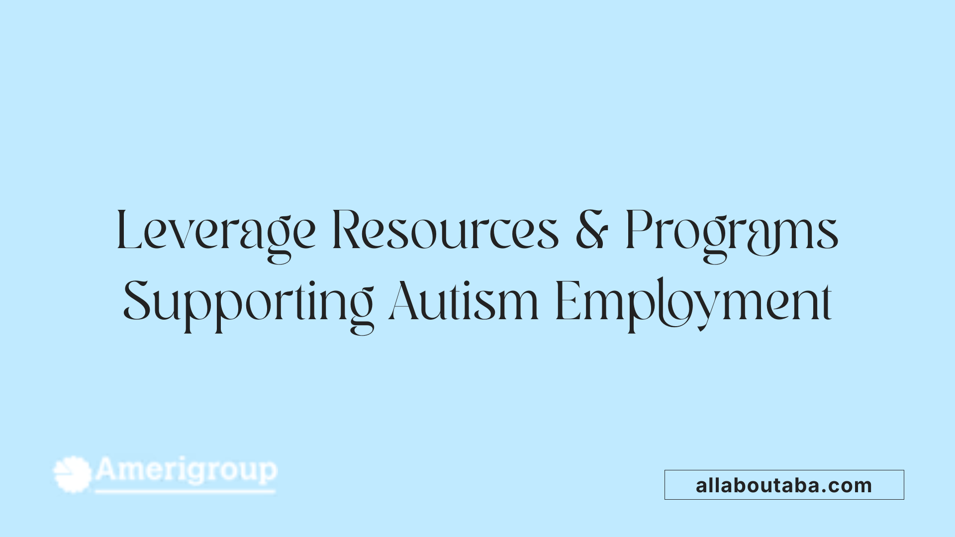 Leverage Resources & Programs Supporting Autism Employment