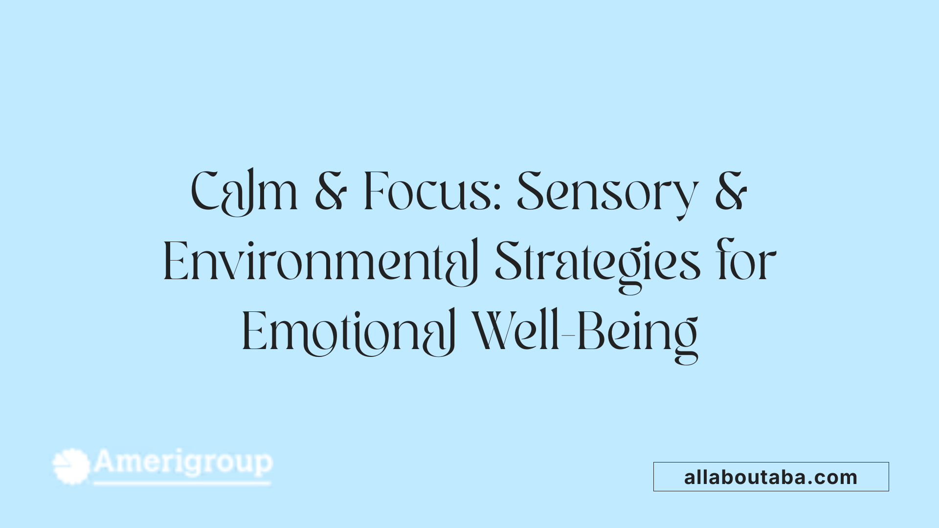 Calm & Focus: Sensory & Environmental Strategies for Emotional Well-Being