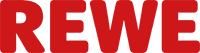REWE Schriftzug in weiß auf rotem Hintergrund.