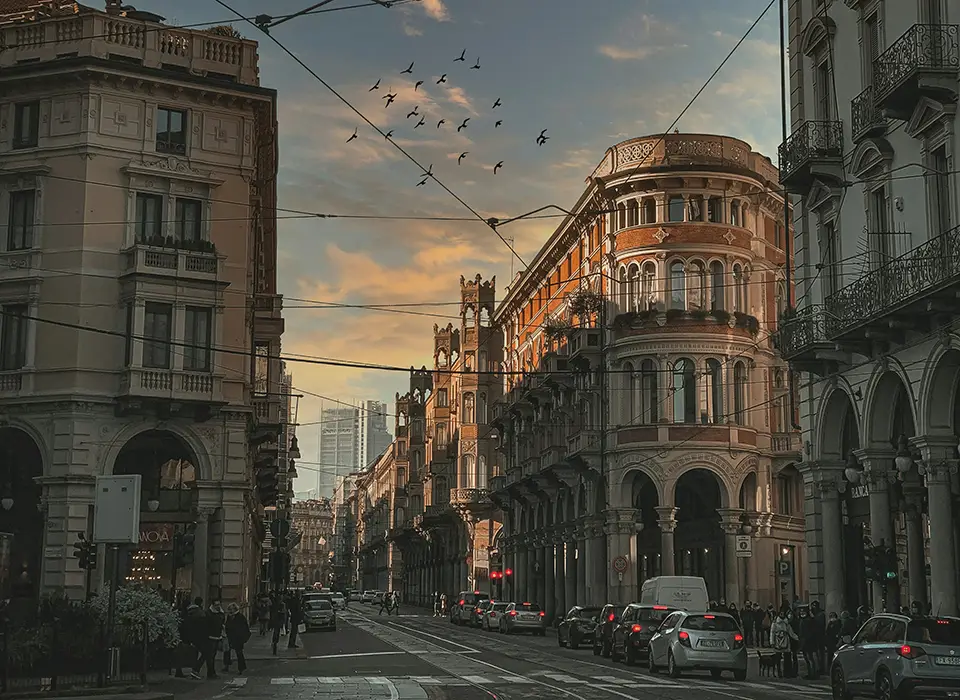 About Azeria studios, a design company based in Turin. Picture of via Pietro Micca in Turin.