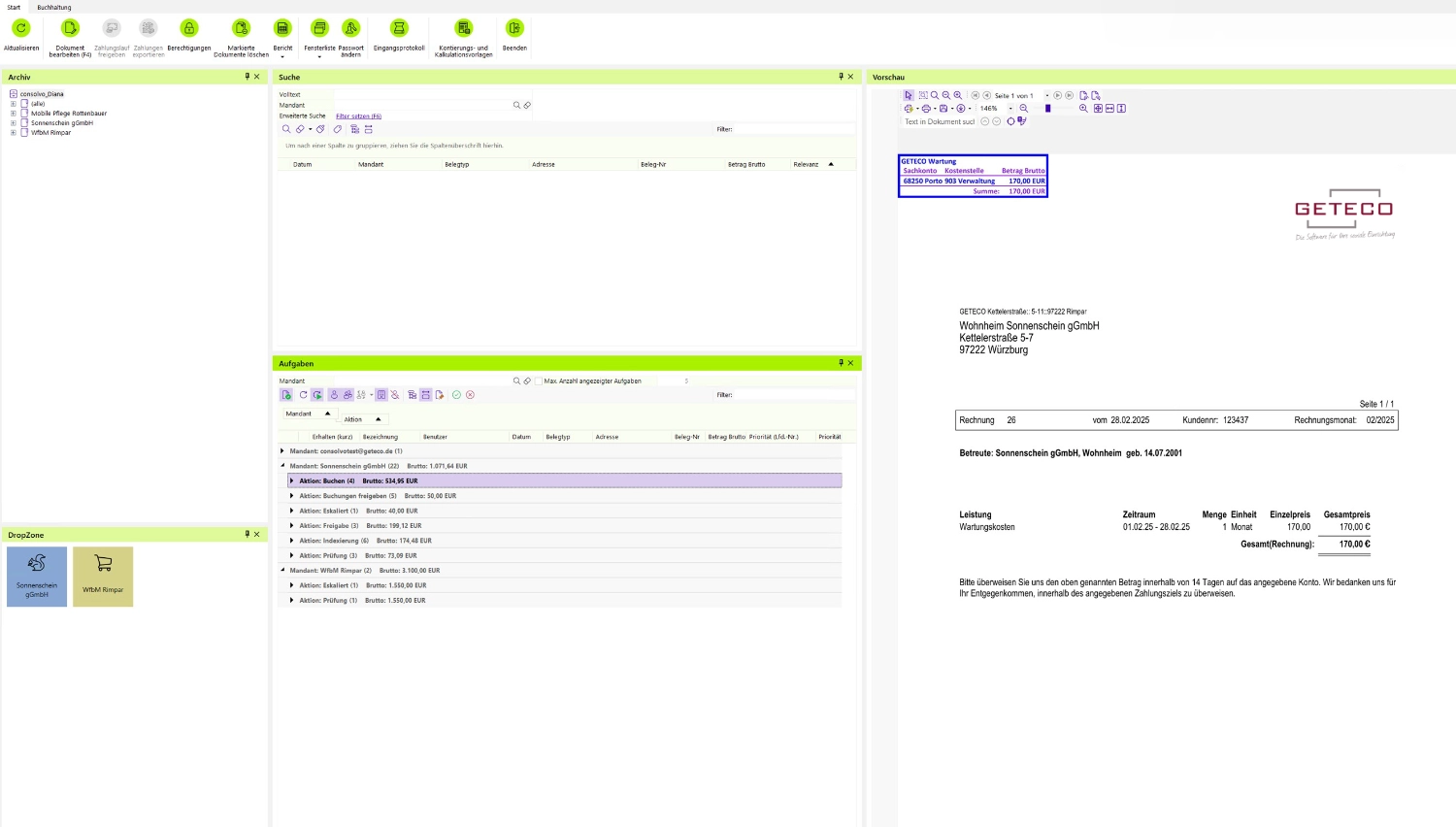 Consolvo von GETECO digitalisiert Ihre Rechnungsprüfung, Kontierung und Buchhaltung. Effiziente Workflows, transparente Aufgabenverwaltung und sichere Dokumentenarchivierung – alles in einer Lösung für soziale Einrichtungen und Unternehmen.