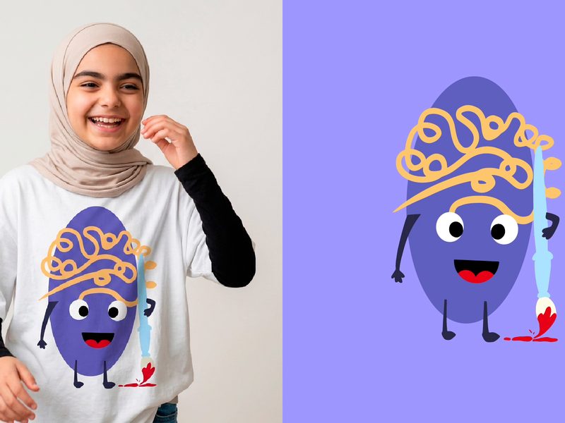 Stars College mascot on a school t-shirt