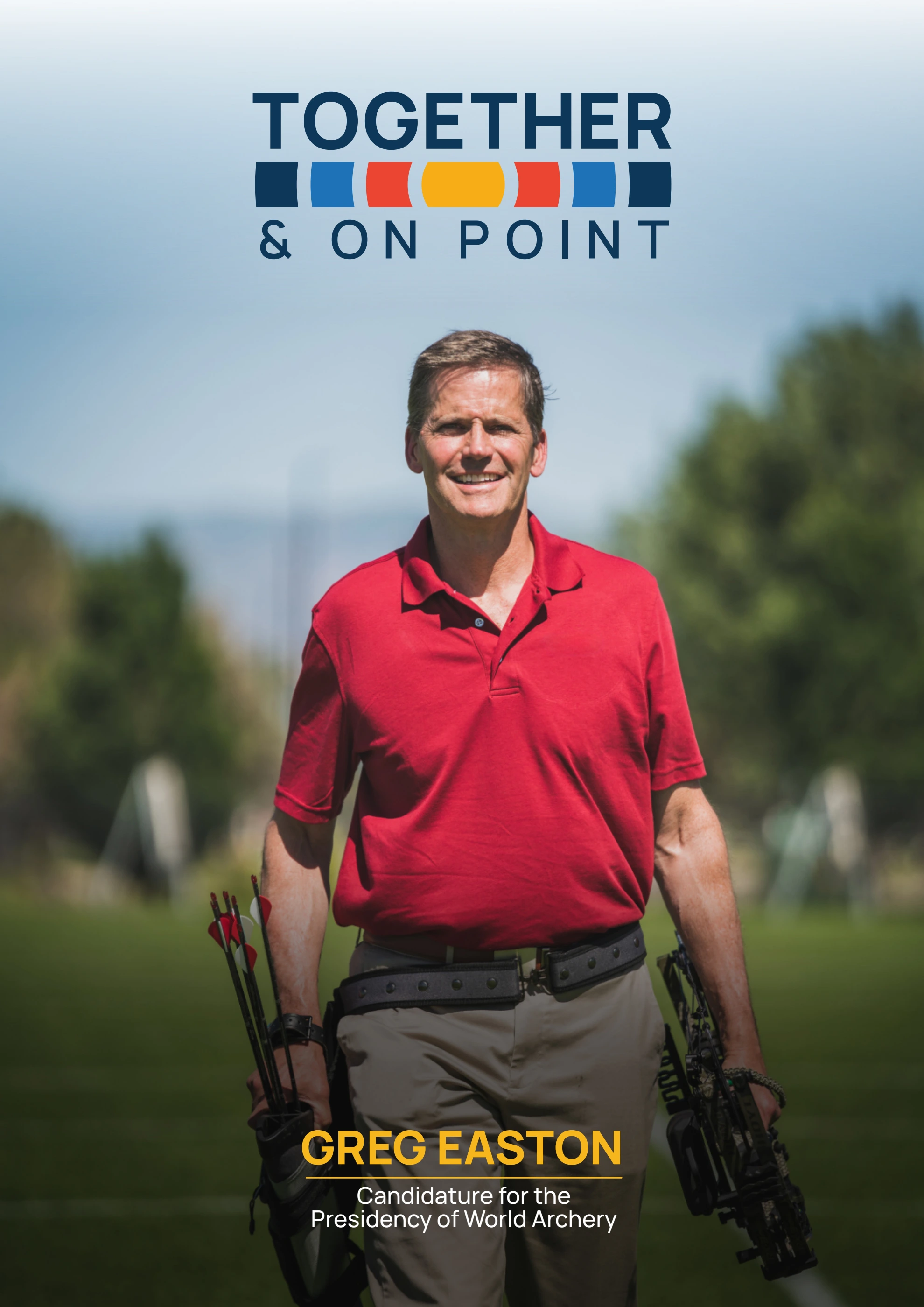 The cover of Greg Eason's manifesto. It is a photo of Greg walking to us in a red shirt.