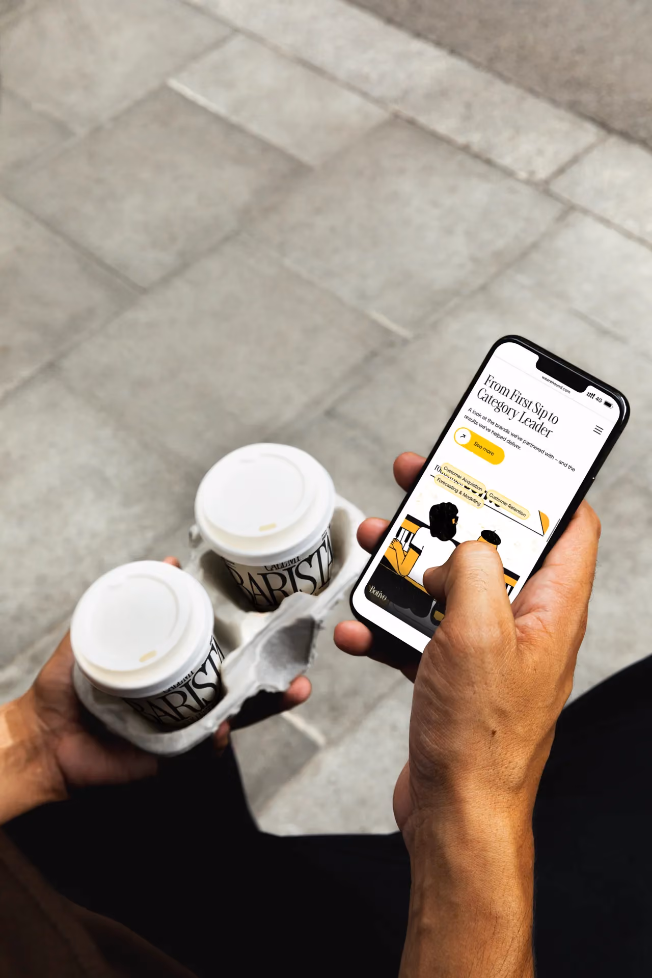 A mockup of the hound marketing mobile website