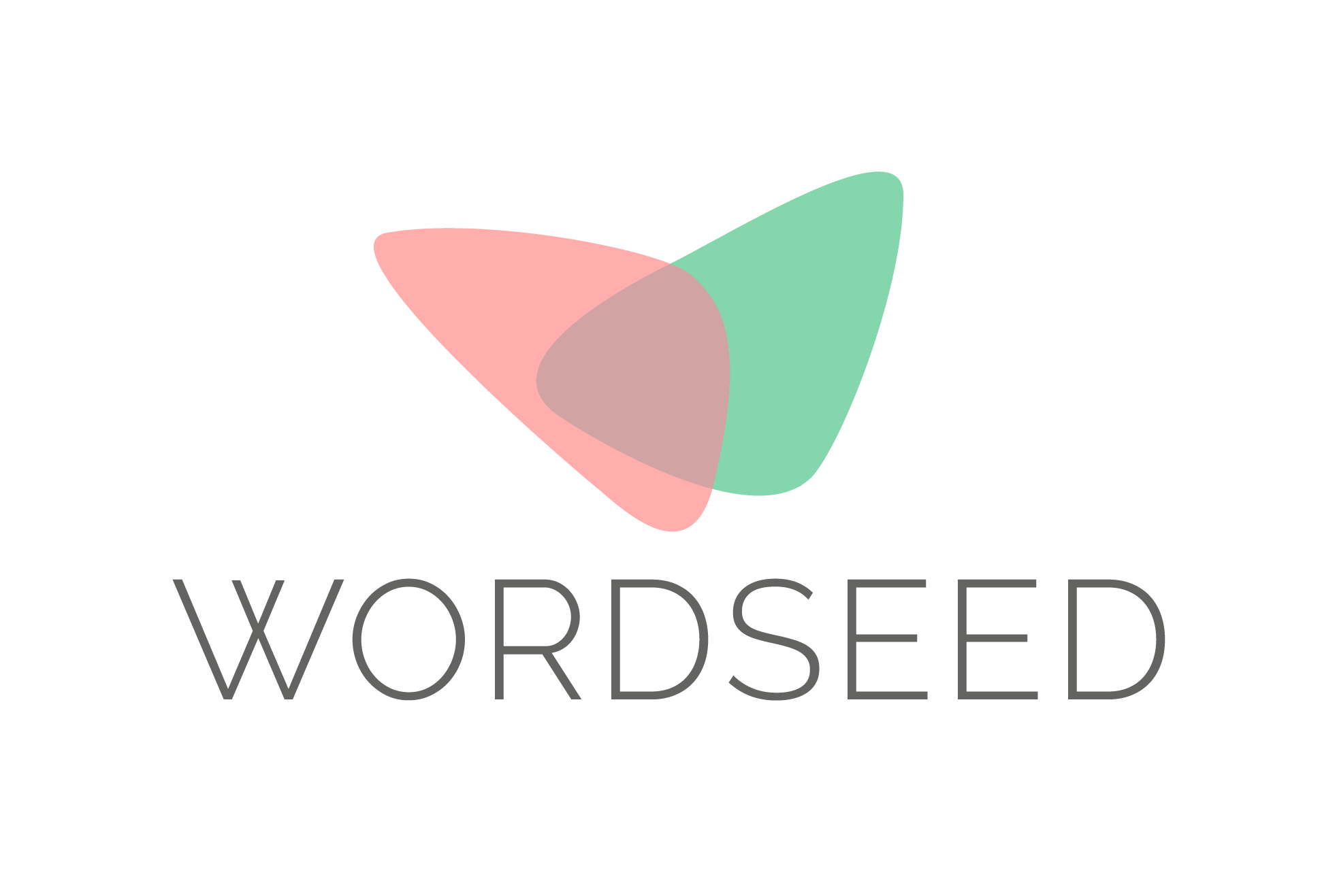 Wordseed logo with overlapping red and green abstract leaf shapes above the word 'WORDSEED' in gray text.