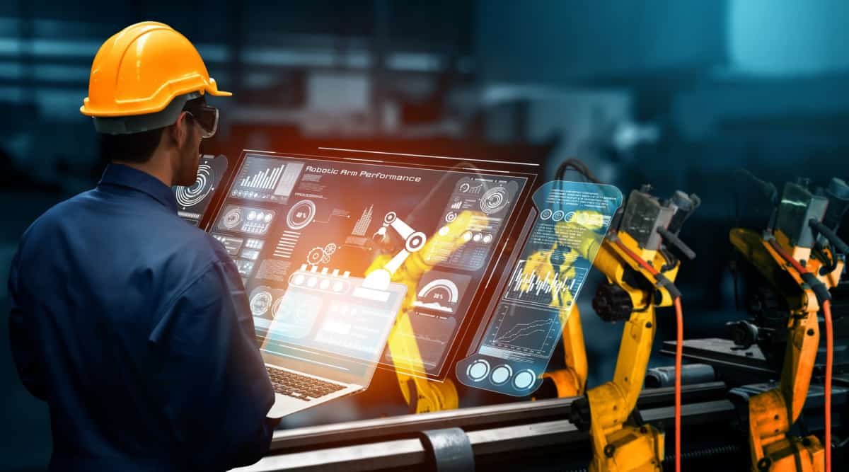 construction firm with staff using computers