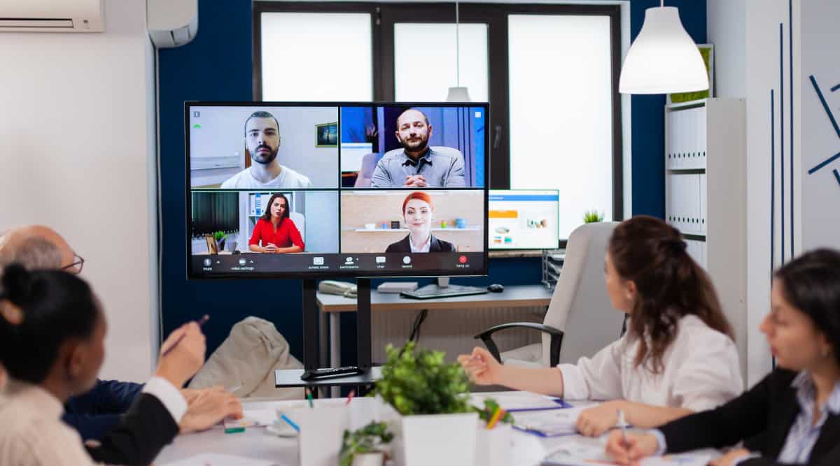 Productive employees discussing during a meeting