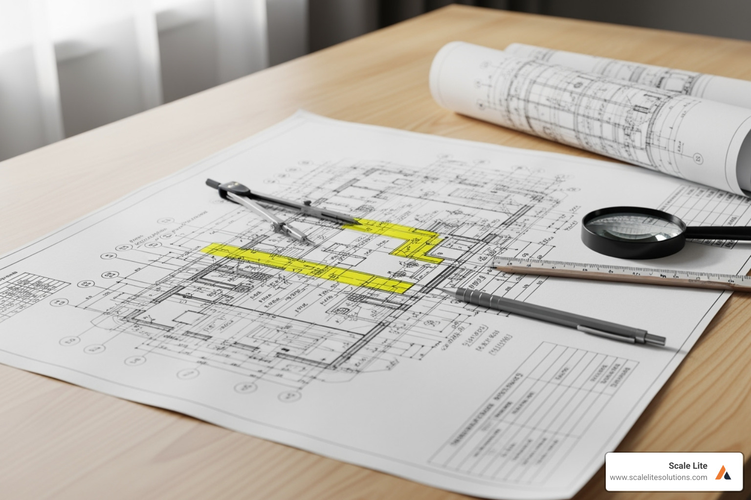 blueprint document titled "Exit Plan" on a desk - business exit plan
