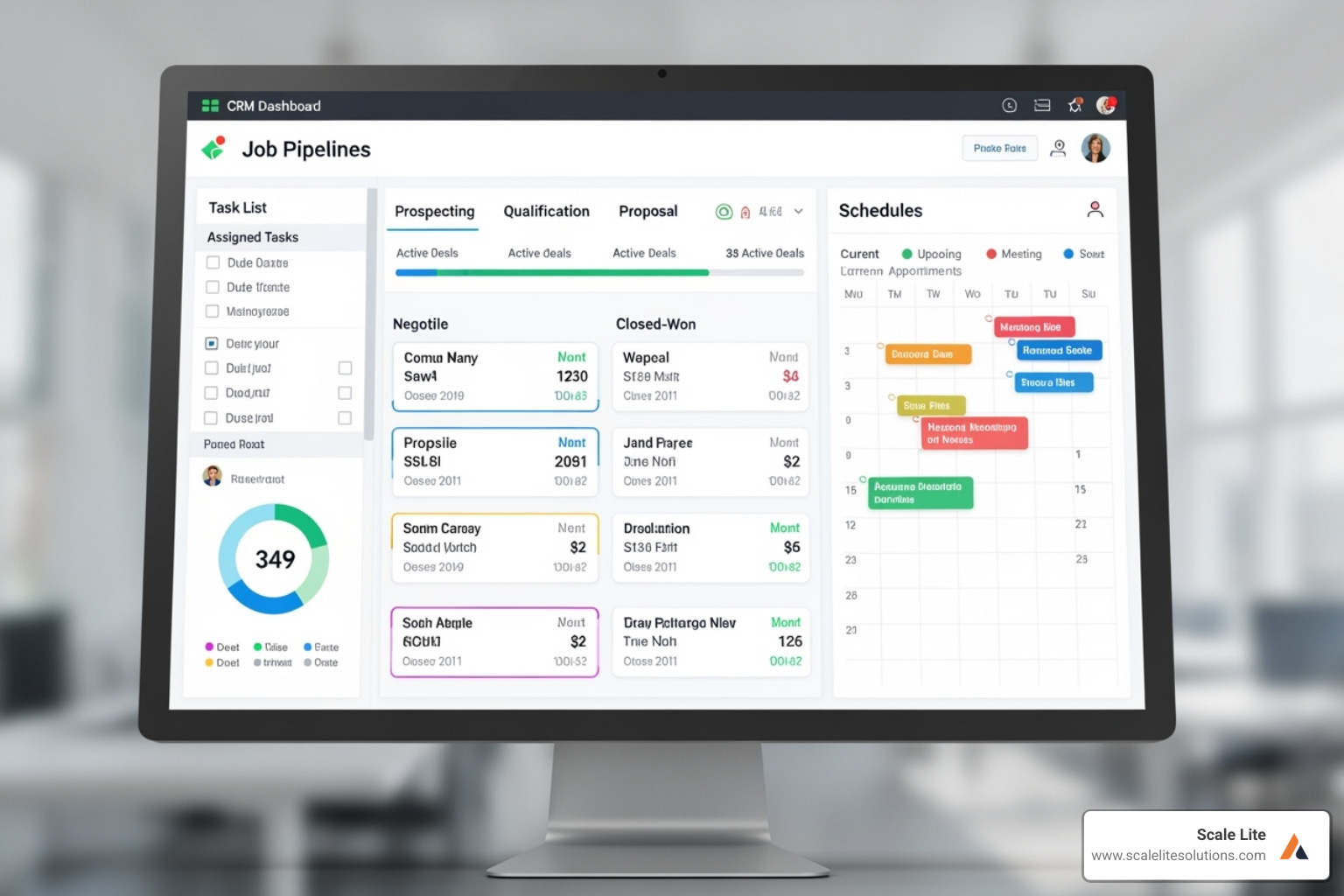 CRM dashboard showing job pipeline and schedule - CRM for service businesses