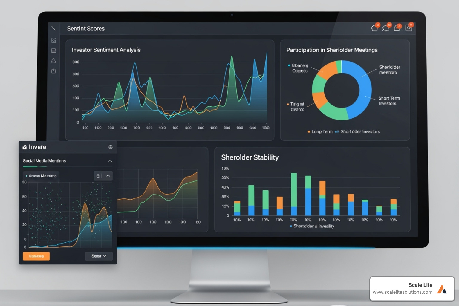 dashboard showing investor sentiment analysis and engagement metrics - strategic investor engagement