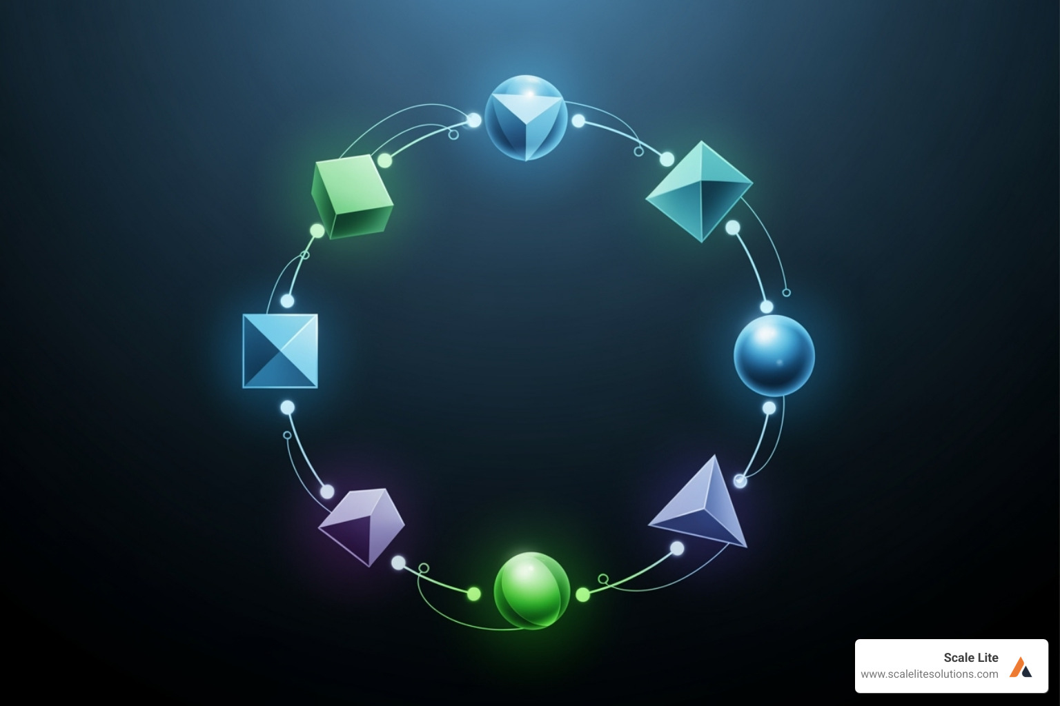 Circular diagram showing the core components of digital change services - digital change services