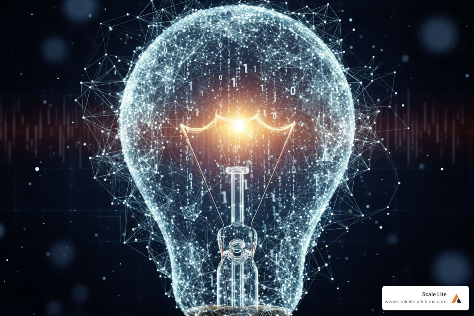 Lightbulb made of data points, symbolizing intelligent insights - AI business change Lightbulb made of data points, symbolizing intelligent insights - AI business change