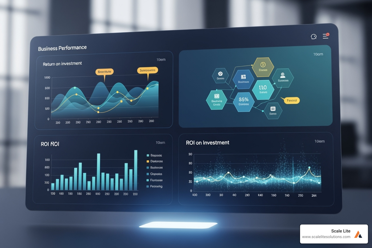 a simple performance dashboard showing automation ROI - automating business processes