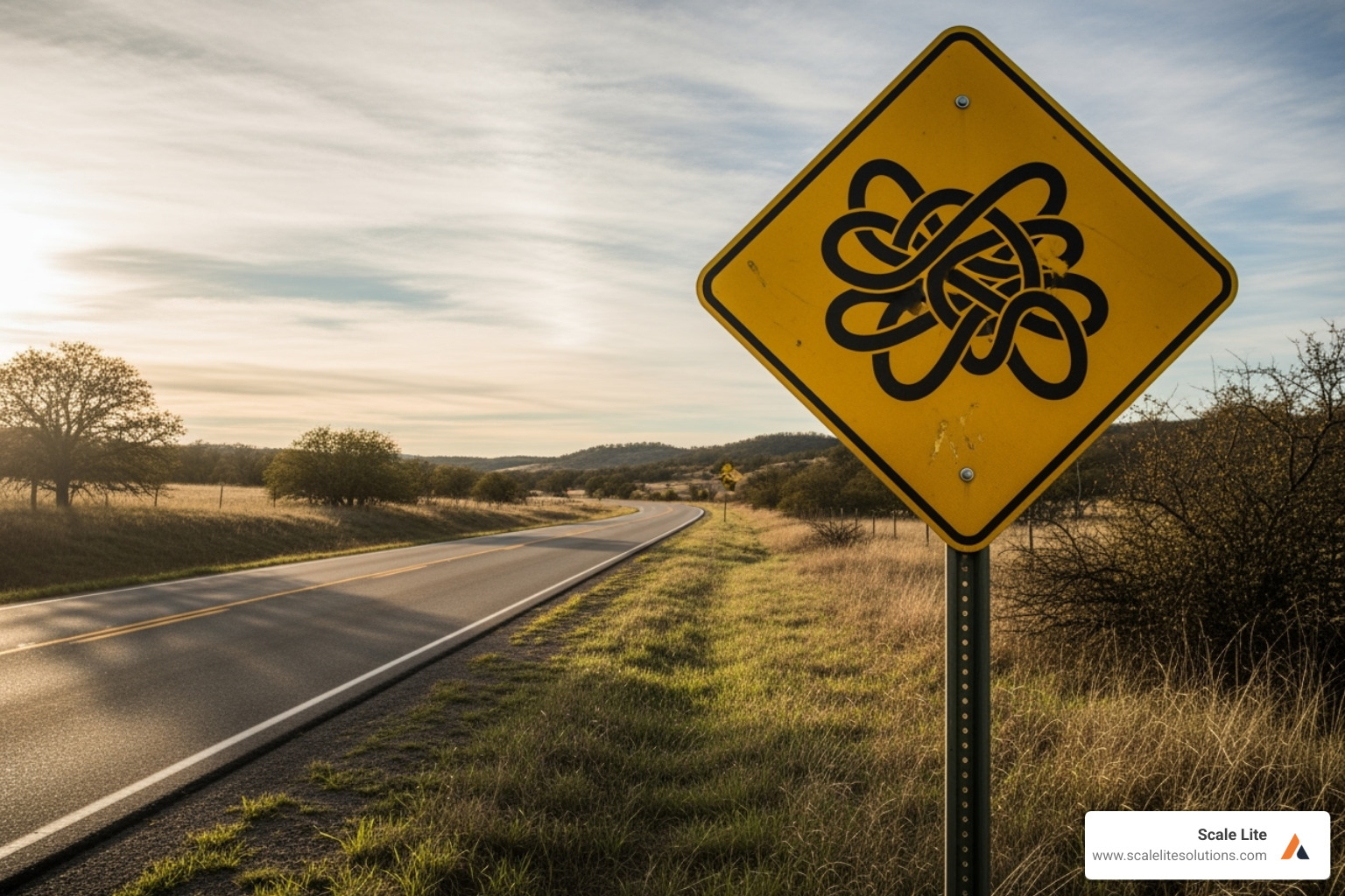 Road sign reading "Common AI Pitfalls Ahead" - AI-powered business growth