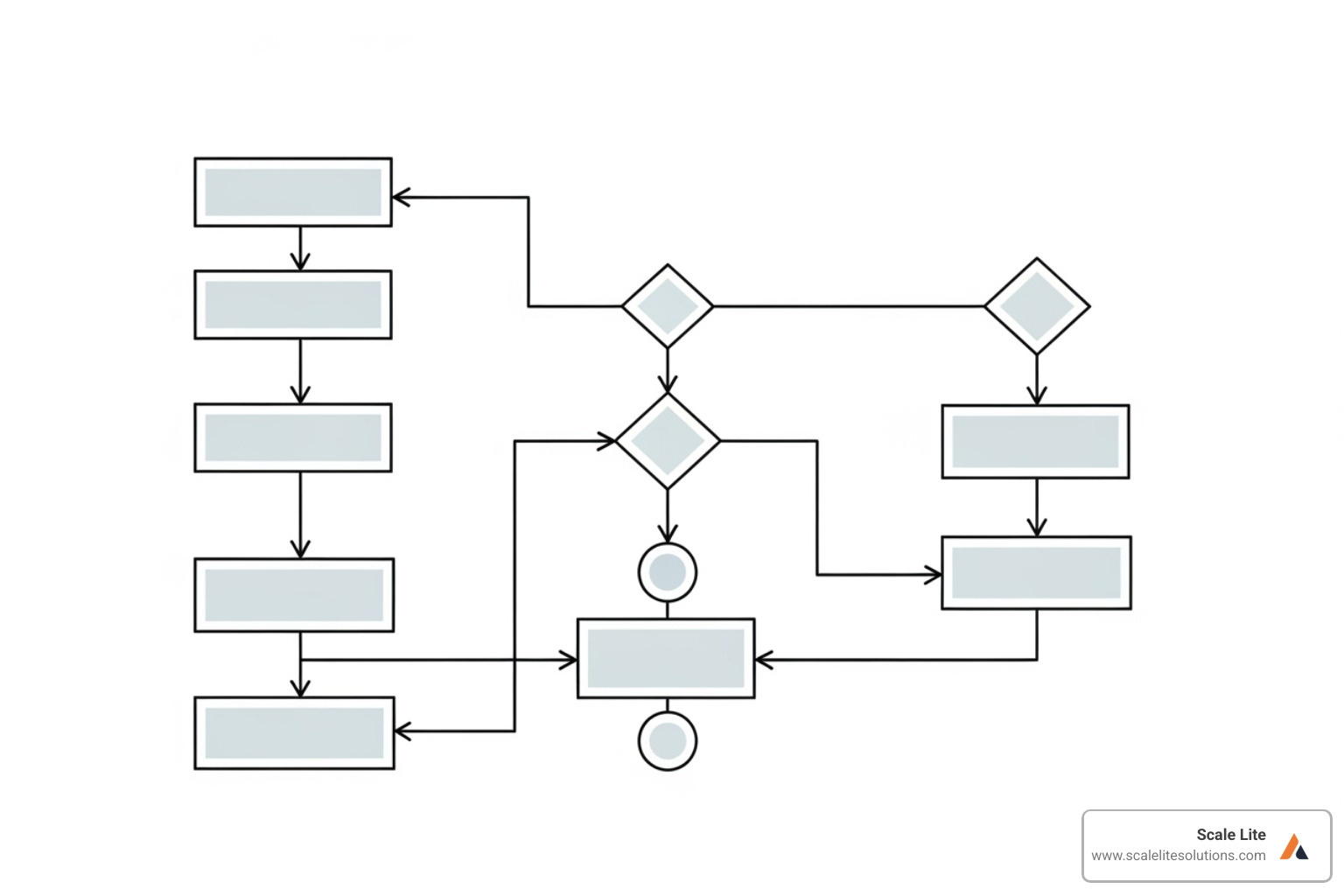 simple flowchart showing the steps to AI implementation: 1. Identify Bottlenecks, 2. Start Small, 3. Choose the Right Tools, 4. Train Your Team, 5. Measure & Refine. - AI driven efficiency