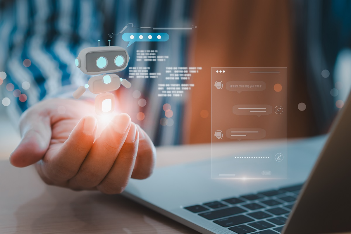 AI chatbot interface with conversational AI illustrating AI monitoring, guardrails, and oversight for customer service interactions