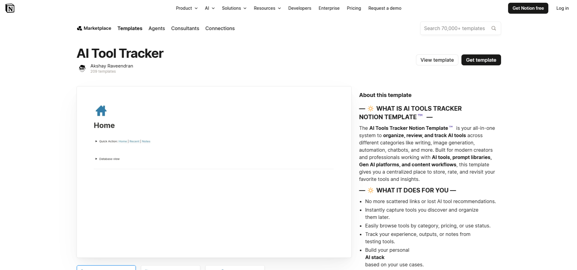 AI Tools Tracker Notion Template