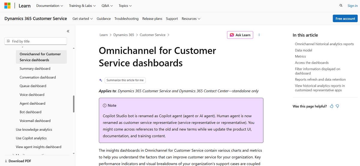 Microsoft Dynamics 365 Customer Service Omnichannel Insights