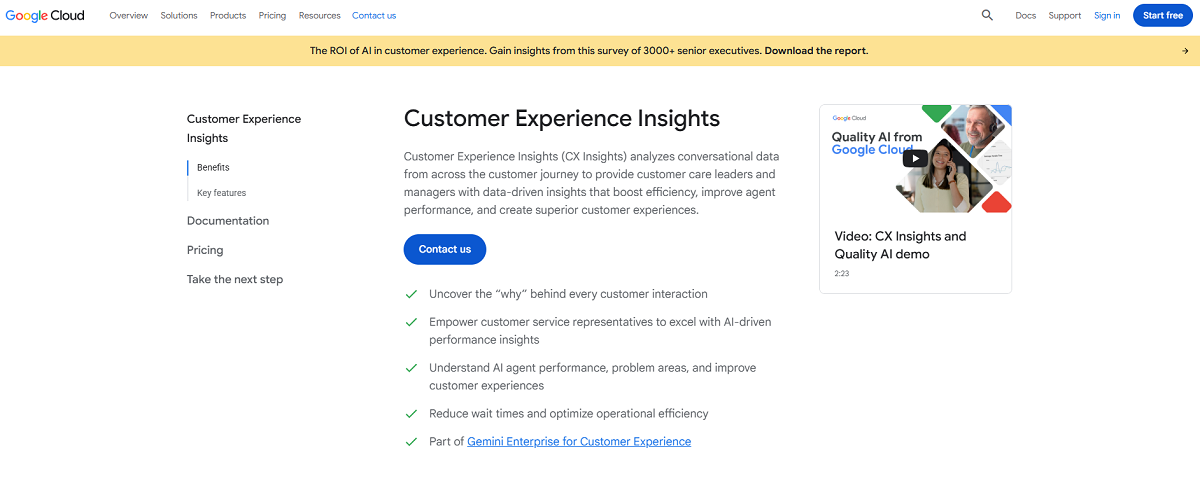 Google Cloud Customer Experience Insights (CCAI Insights)