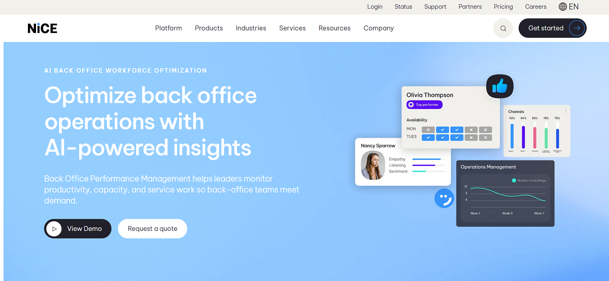 NiCE Back Office Performance Management