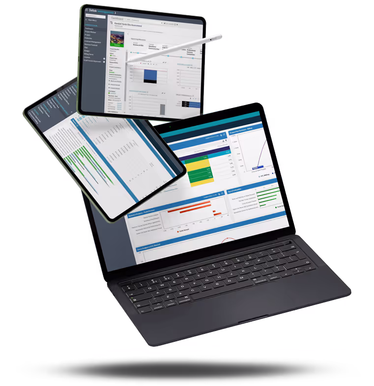 Software dashboard on multiple devices.