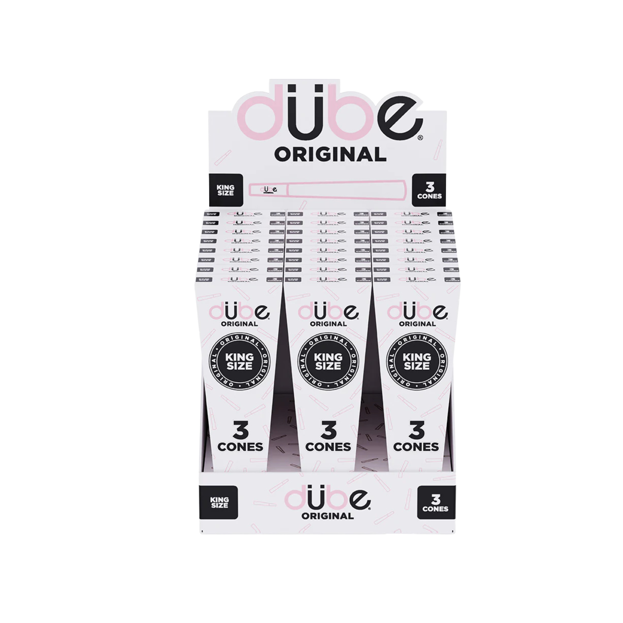 DUBE ORIGINAL PINK KING CONES 3PK - 24CT DISPLAY - 5858