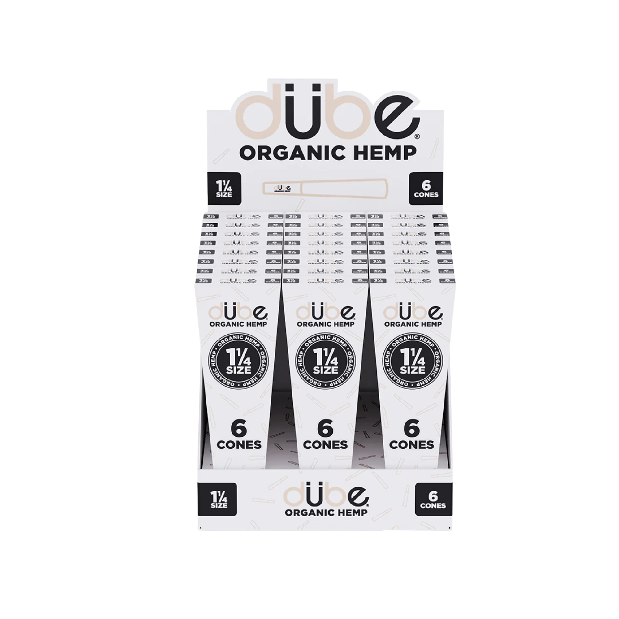 DUBE ORGANIC HEMP CONES 1 1/4 6PK - 24CT DISPLAY - 5854