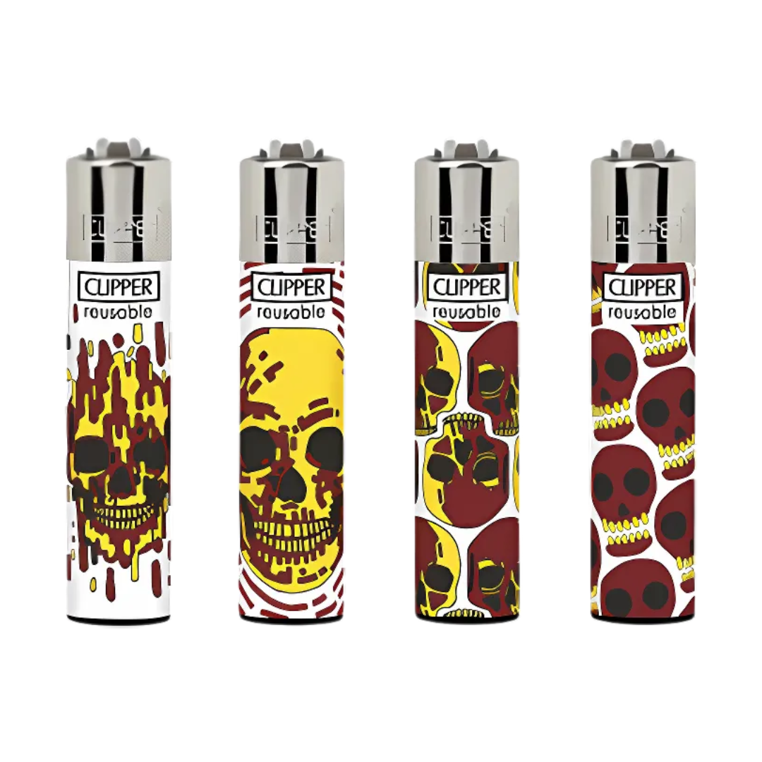 Clipper Flint Lighter Display 48CT - Skulls Fire - 5954