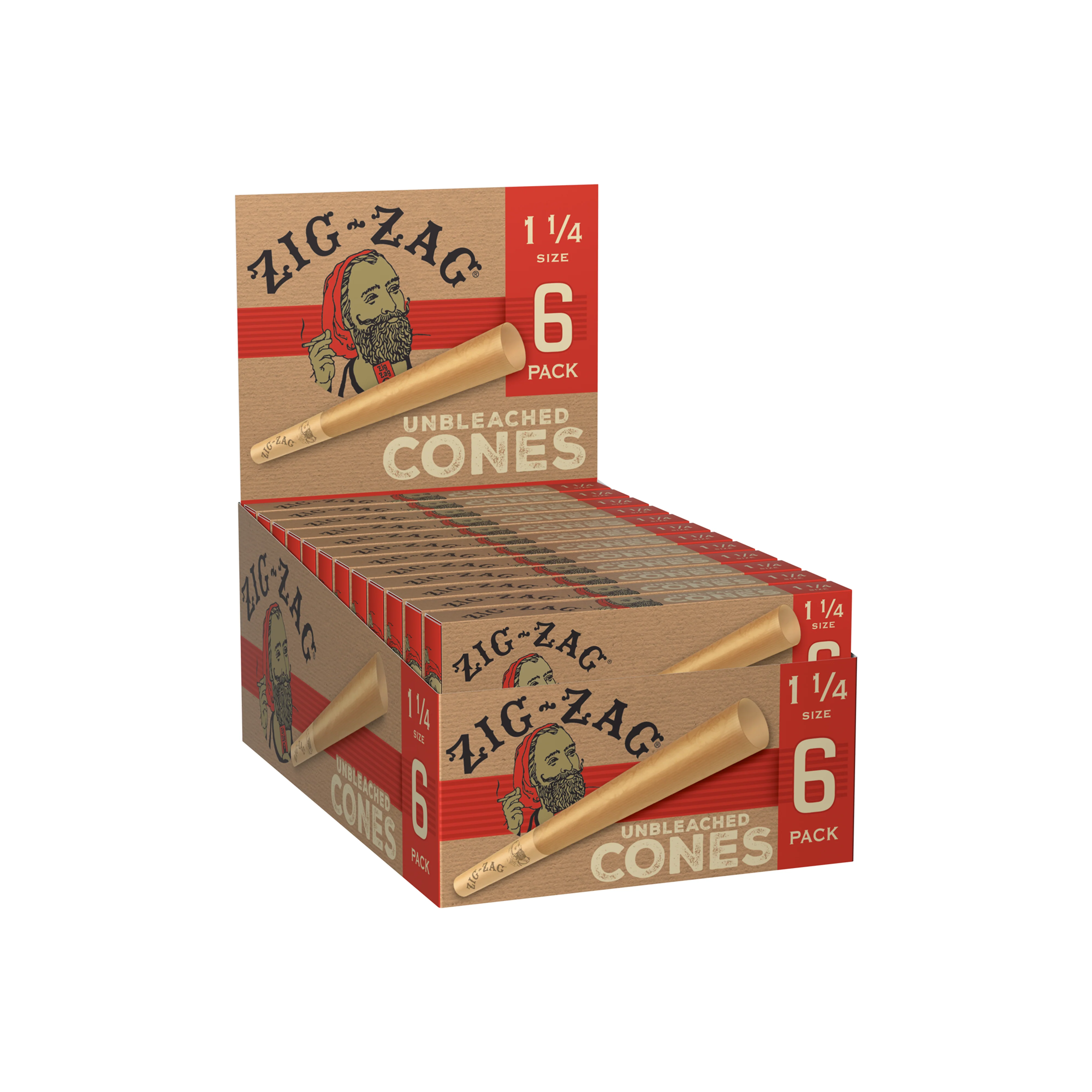 Zig Zag Cones Unbleached 1 1/4 6PK 24CT - 6429