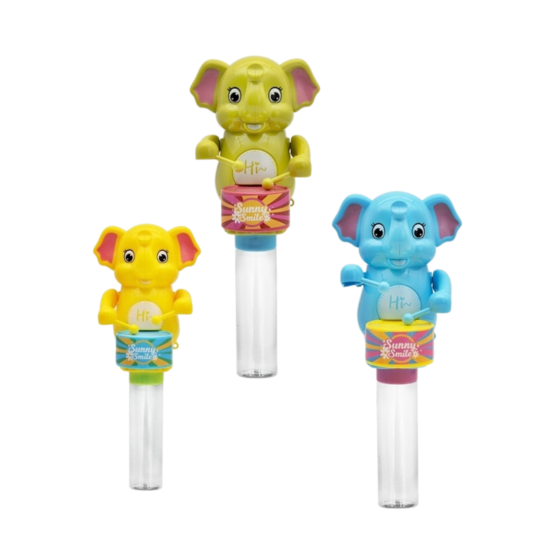 Sour City Elephant Drummer Tube Candy Toy 12CT - 6662
