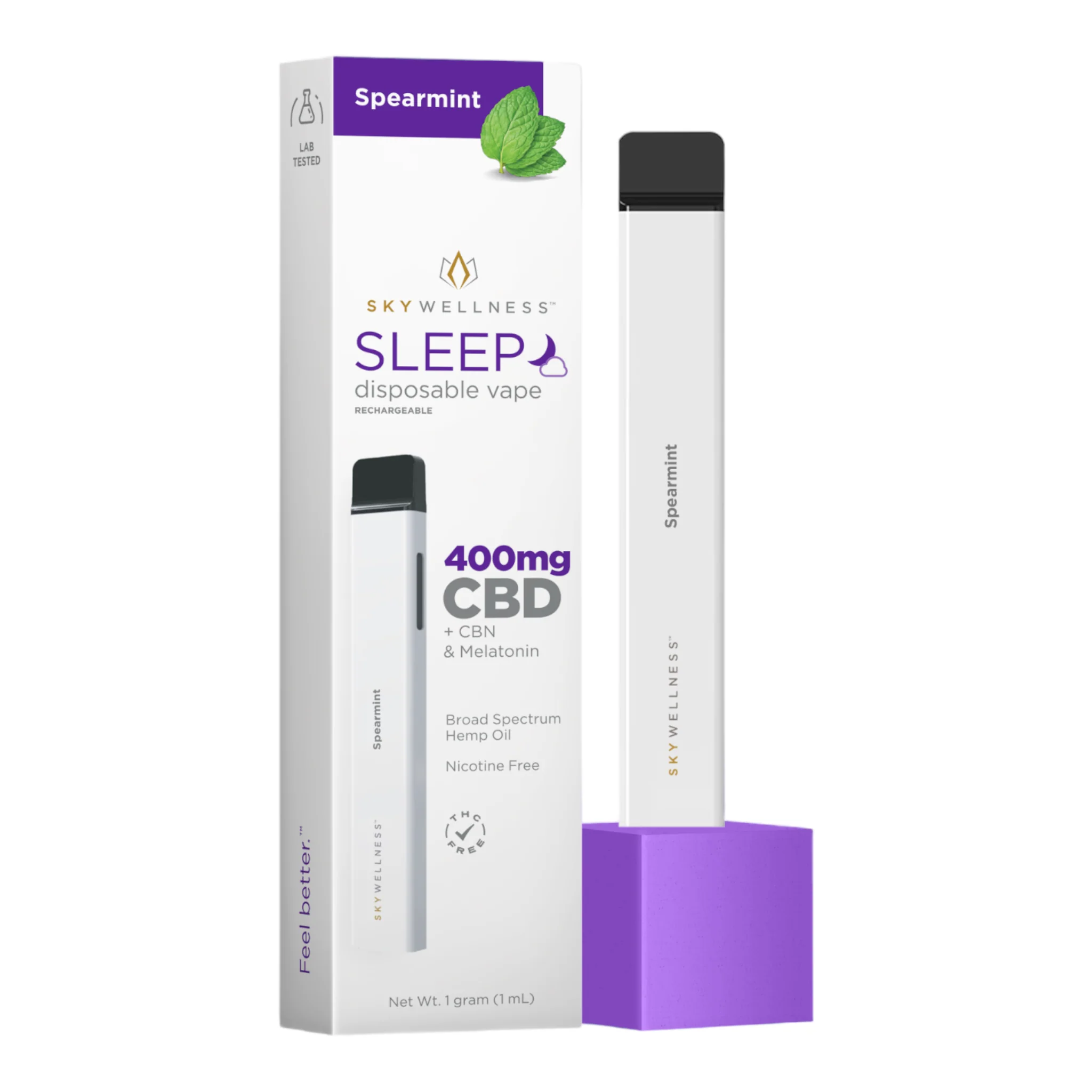 Sky Wellness CBN & Melatonin Disposable Vape (Sleep) 400mg - Spearmint - 7445
