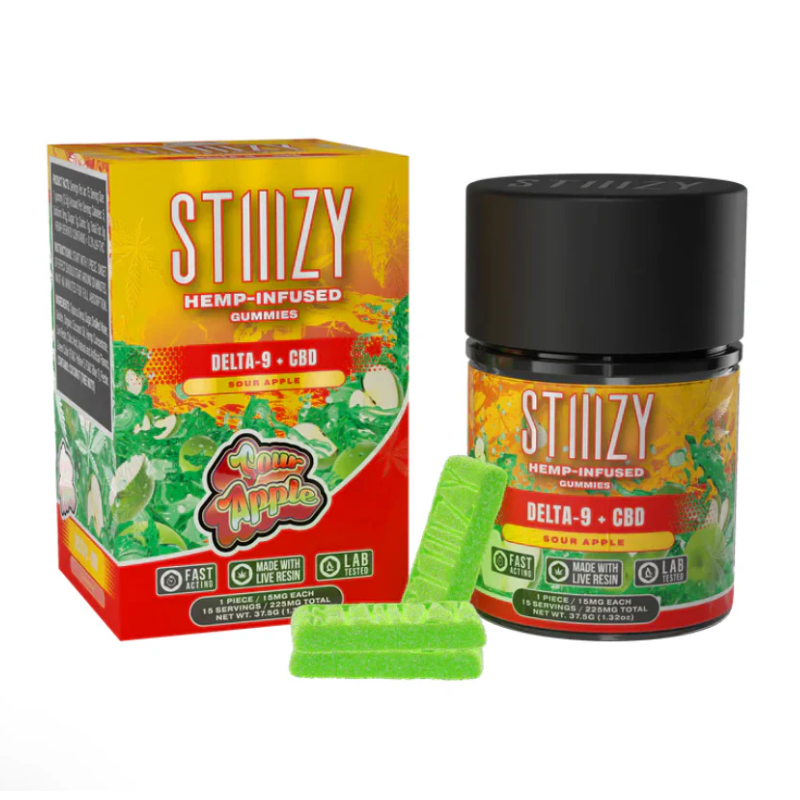 Stiiizy D9 Sour Apple Hemp Infused Gummies 15mg 15CT - 7460