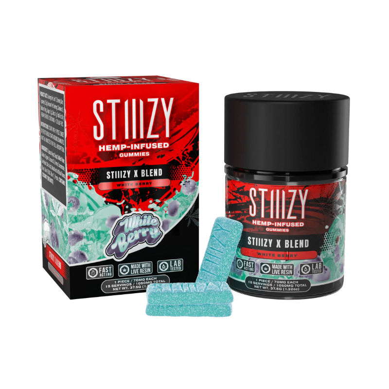 Stiiizy X-Blend White Berry Hemp Infused Gummies 15mg 15CT Jar - 7461