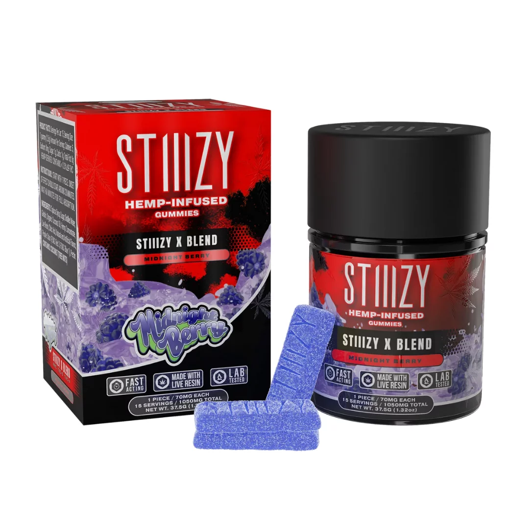 Stiiizy X-Blend Midnight Berry Hemp Infused Gummies 70mg 15CT Jar - 7467