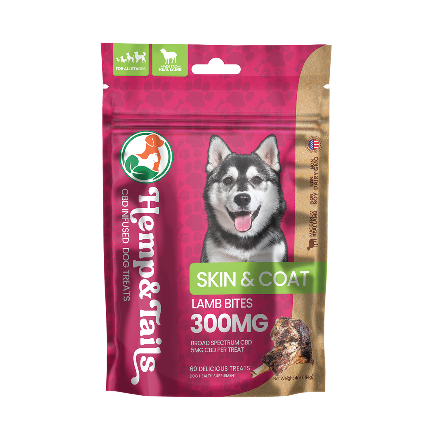 Hemp & Tails CBD Skin & Coat Dog Treats Bag - 7479