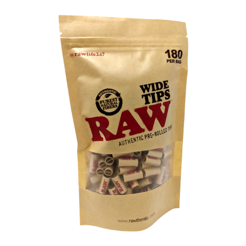 Raw Tips Pre Rolled Wide Tips Bag 180PK - 7875