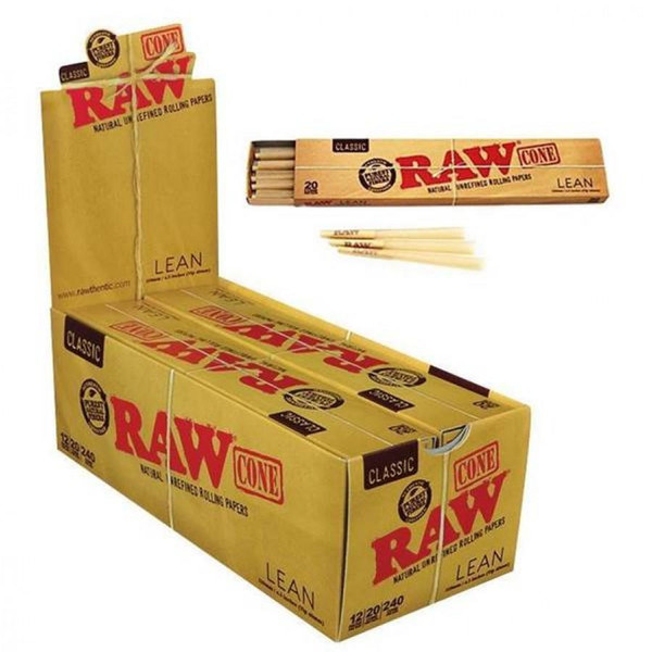 Raw Classic Lean 109mm Pre - Rolled Cones 20pk 12CT - 7894
